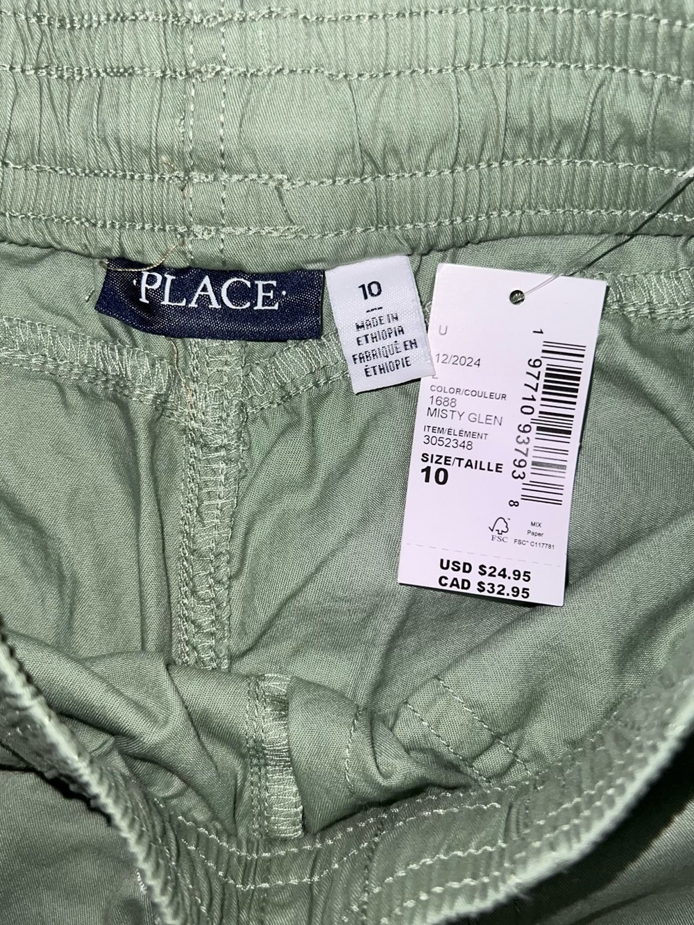The Children’s Place Boys Pull On Cargo Shorts - Sage Green, Size 10 - Picture 2 of 7